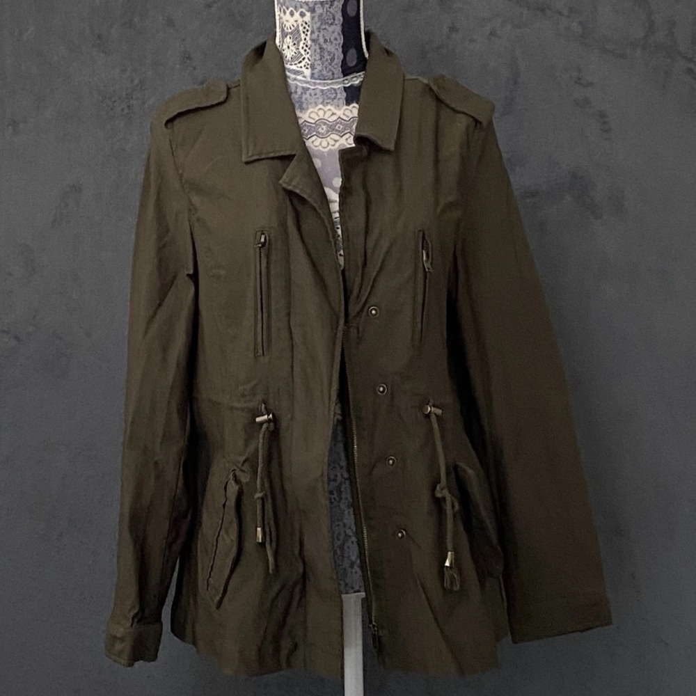 Eden Society Utility Jacket Womens XL Green Cargo Full Zip Pockets Fall Time